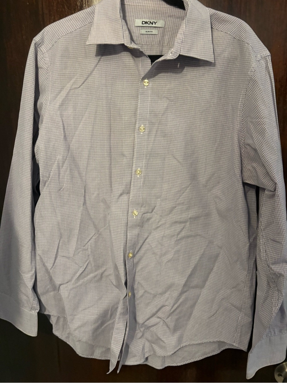 Bundle 3 for $15. DKNY Light Blue Micro-Check Dress Shirt. Size M.